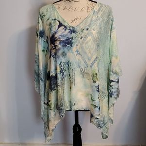 Chico's watercolor and crochet poncho.